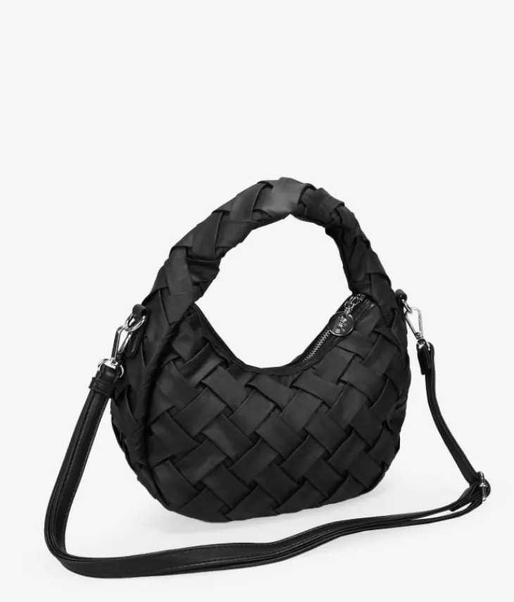 Sale Bosanova Bolso pequeño negro con trenzado y cremallera
