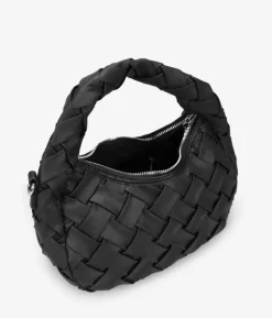 Sale Bosanova Bolso pequeño negro con trenzado y cremallera