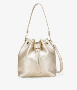 Outlet Bosanova Bolso saco dorado con lazo fruncido