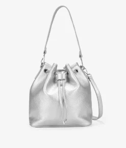Sale Bosanova Bolso saco plateado con lazo fruncido
