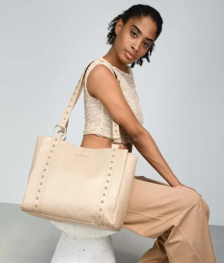 Fashion Bosanova Bolso shopper beige para portátil con tachuelas