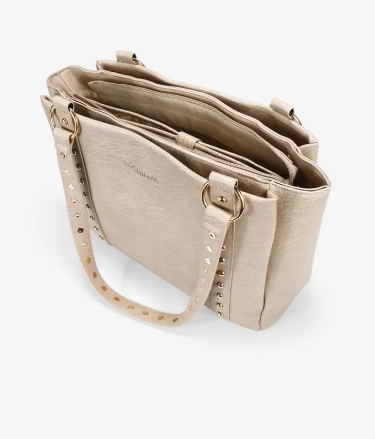 Fashion Bosanova Bolso shopper beige para portátil con tachuelas