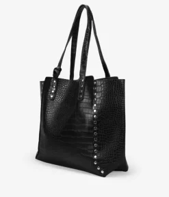 Best Bosanova Bolso shopper negro con grabado animal print y tachas