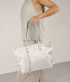 Discount Bosanova Bolso shopper plateado en canvas con cremallera