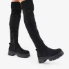Fashion Bosanova Botas altas negras en ante vegano con suela track