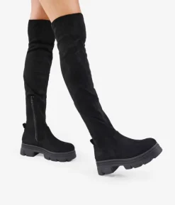 Fashion Bosanova Botas altas negras en ante vegano con suela track