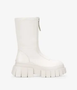 Discount Bosanova Botas beige con cremallera y plataforma