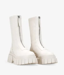 Discount Bosanova Botas beige con cremallera y plataforma