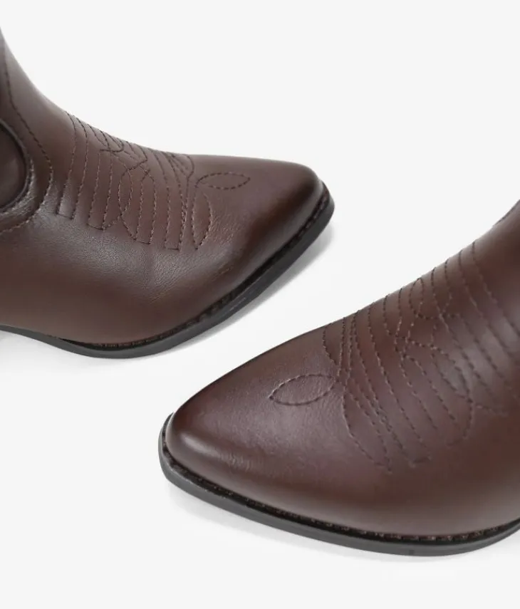 Best Bosanova Botas cowboy altas marrones con bordado y tacón