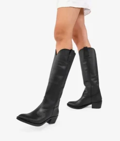 Best Bosanova Botas cowboy altas negras en piel lisa
