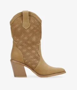 Clearance Bosanova Botas cowboy marrones con tacón y calados
