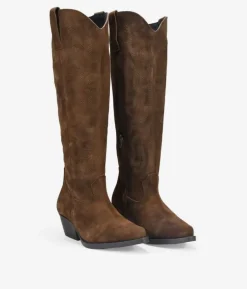 Fashion Bosanova Botas cowboy marrones en serraje piel con bordados