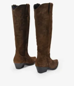 Fashion Bosanova Botas cowboy marrones en serraje piel con bordados