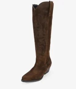 Fashion Bosanova Botas cowboy marrones en serraje piel con bordados