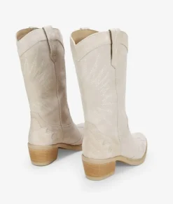 Best Bosanova Botas cowboy serraje piel beige con bordado