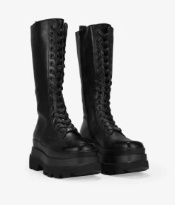 Best Bosanova Botas militares altas negras con punta cuadrada y plataforma XL