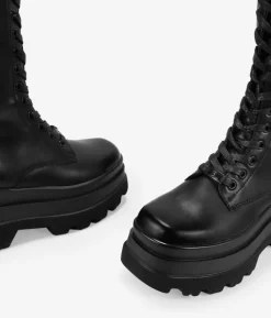 Best Bosanova Botas militares altas negras con punta cuadrada y plataforma XL