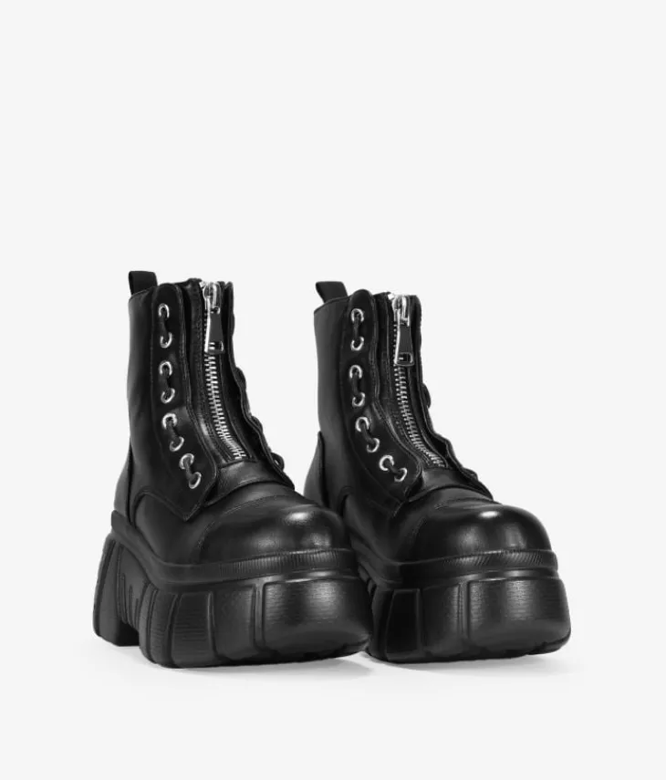 Clearance Bosanova Botas militares de plataforma negras con cremallera