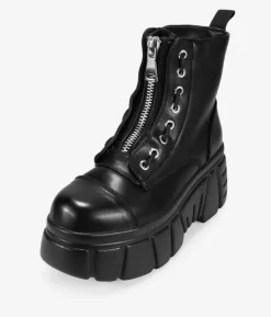 Clearance Bosanova Botas militares de plataforma negras con cremallera
