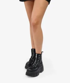 Clearance Bosanova Botas militares de plataforma negras con cremallera