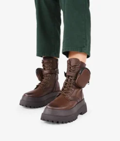 Hot Bosanova Botas militares marrones con bolsillo