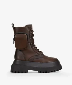 Hot Bosanova Botas militares marrones con bolsillo
