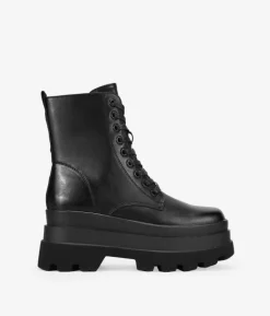 Sale Bosanova Botas militares negras con punta cuadrada y plataforma XL