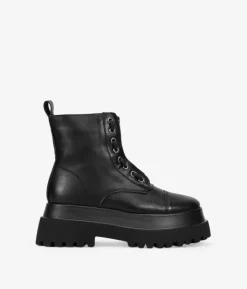 New Bosanova Botas militares negras con cremallera y suela track