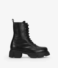 Clearance Bosanova Botas militares negras en piel con suela track