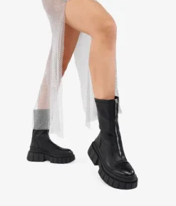 New Bosanova Botas negras con cremallera y plataforma