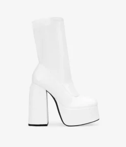 New Bosanova Botines blancos elásticos con tacón XXL