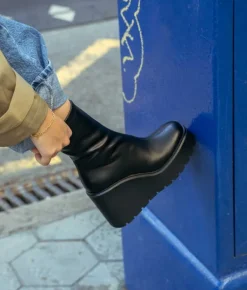 Fashion Bosanova Botines de cuña negros ajustados