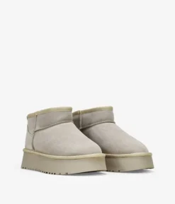Sale Bosanova Botines de invierno taupe en piel con plataforma
