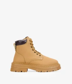 Outlet Bosanova Botines militares camel con cordones y plataforma