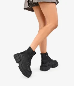 Best Bosanova Botines militares negros con suela track