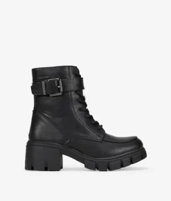 Discount Bosanova Botines militares negros con hebill y suela track