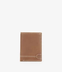 Discount Bosanova Cartera piel marrón con costuras y portamonedas