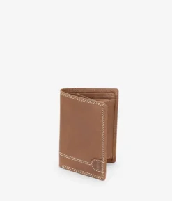 Discount Bosanova Cartera piel marrón con costuras y portamonedas