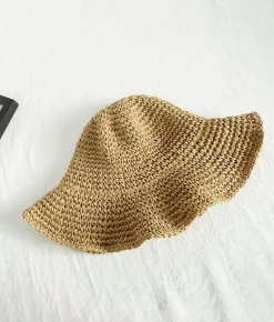 Fashion Bosanova Gorro blando marrón en rafia