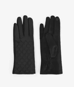 Discount Bosanova Guantes negros con rombos acolchados