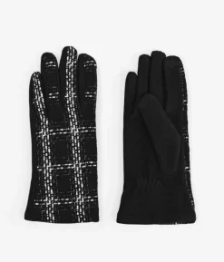 Best Bosanova Guantes negros estampado tweed