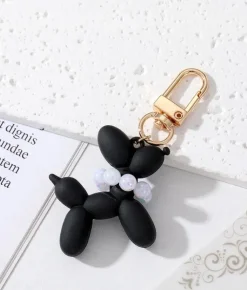 Hot Bosanova Llavero perro negro con collar de perlas
