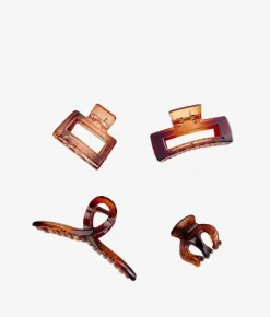 Clearance Bosanova Pack de cuatro pinzas marrón carey