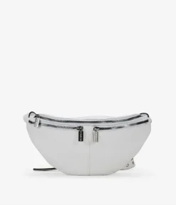 Fashion Bosanova Riñonera blanca con cremalleras y argollas metálicas