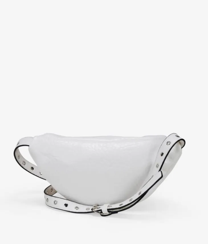Fashion Bosanova Riñonera blanca con cremalleras y argollas metálicas
