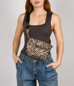 Hot Bosanova Riñonera leopardo en nylon con cremallera