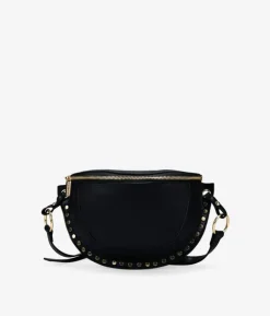 Discount Bosanova Riñonera negra con tachuelas redondas