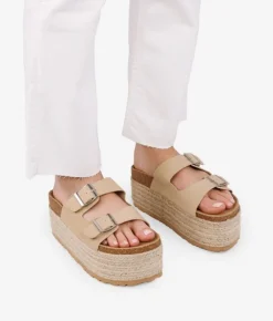 Best Bosanova Sandalias beige con plataforma de esparto