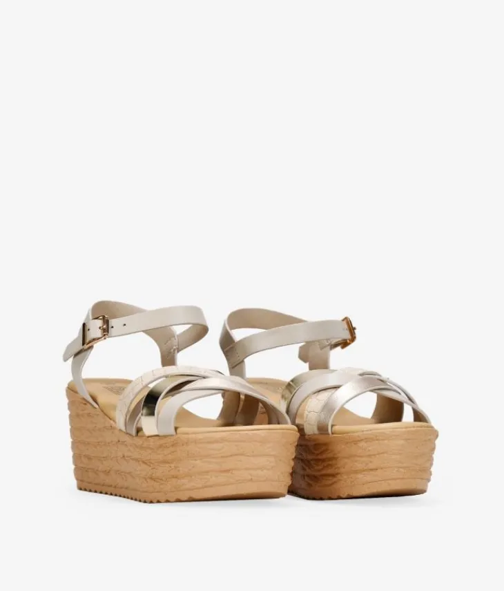 Clearance Bosanova Sandalias beige con plataforma efecto esparto
