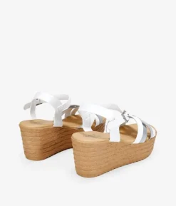 Clearance Bosanova Sandalias blancas con plataforma efecto esparto